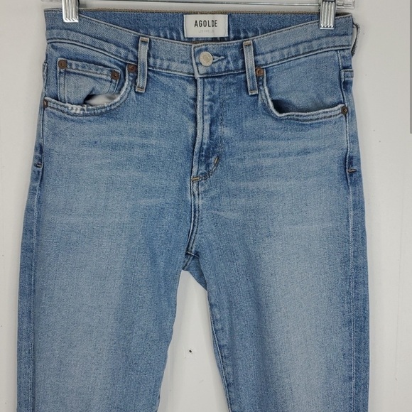 Agolde Sophie Skinny Ankle Jeans Ripped Knee Light
Wash Mid Rise Womens 25 - Picture 3 of 9